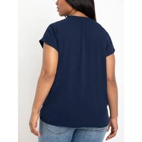 ELOQUII Women’s Notch Collar Blouse – Navy – Size 28 Plus - Picture 4 of 11